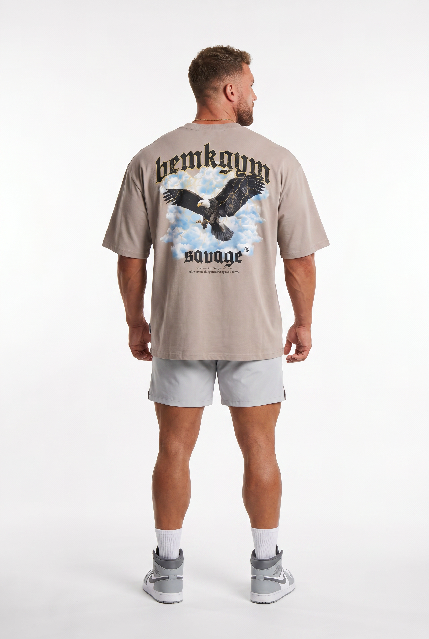 Savage Wings x BEMKGYM Oversized Tee – Grey