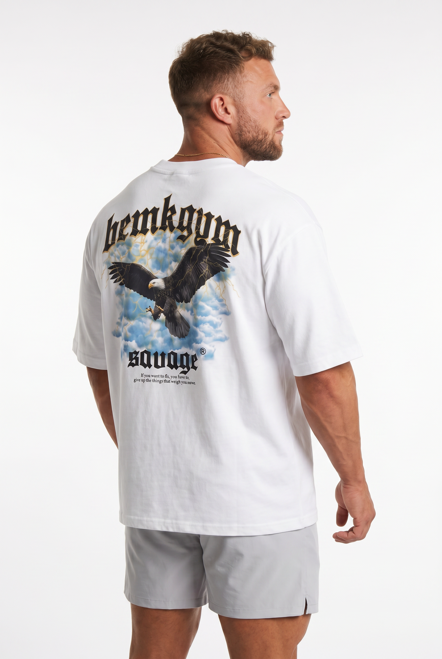 Savage Wings x BEMKGYM Oversized Tee – White