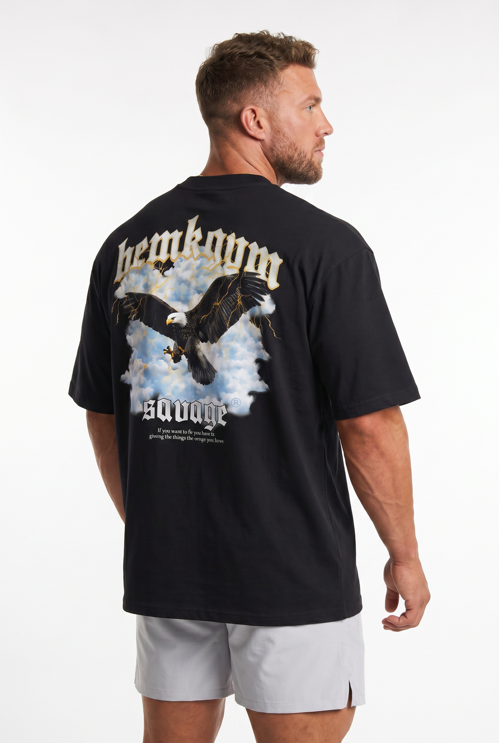 Savage Wings x BEMKGYM Oversized Tee – Black