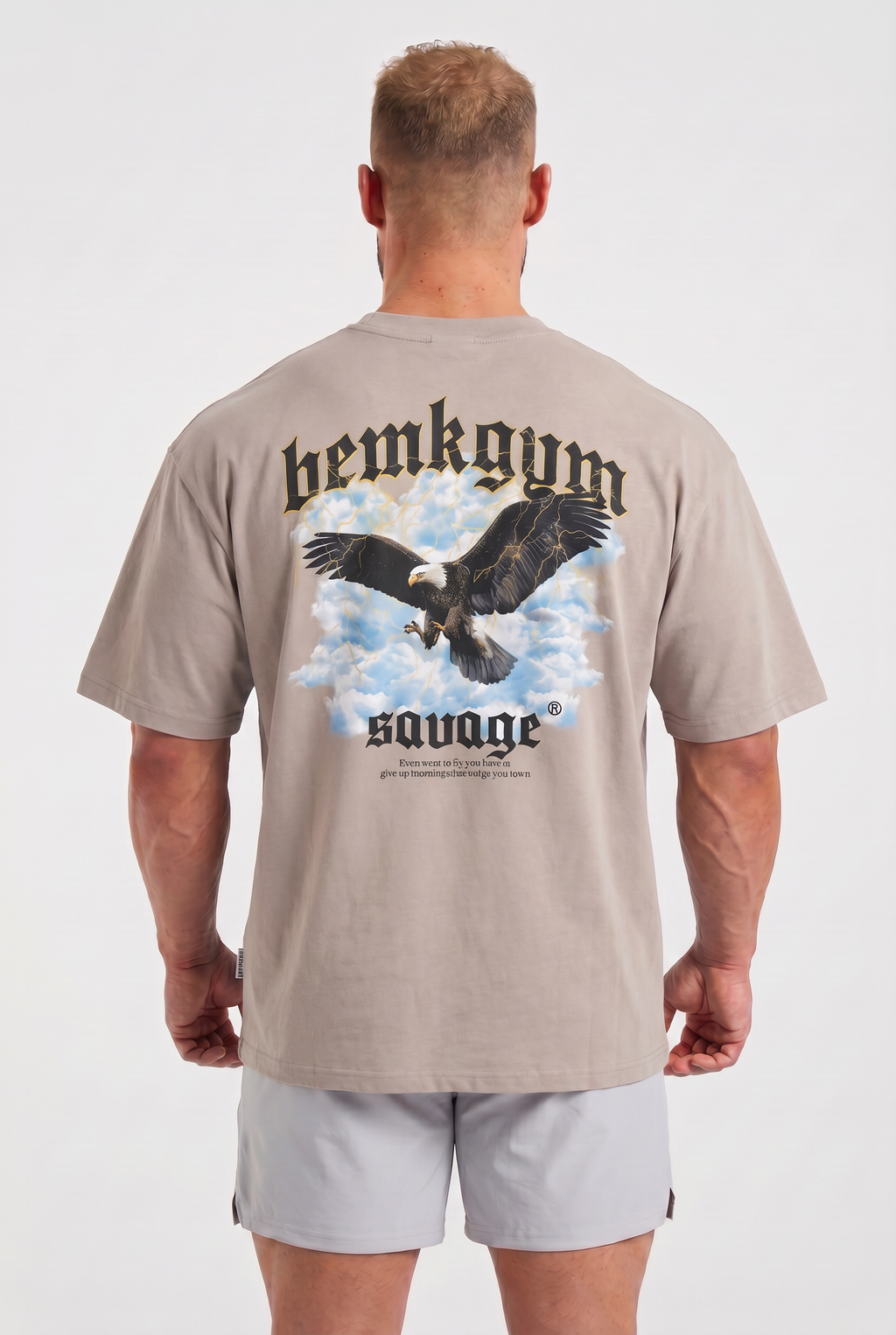 Savage Wings x BEMKGYM Oversized Tee – Grey