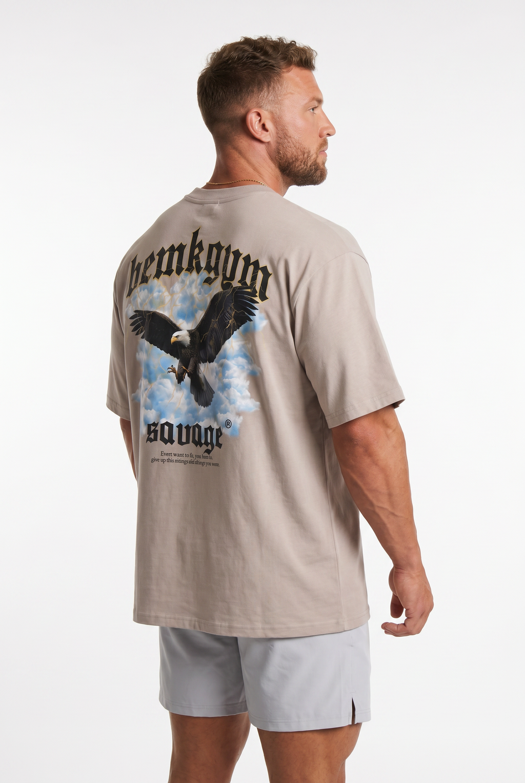 Savage Wings x BEMKGYM Oversized Tee – Grey